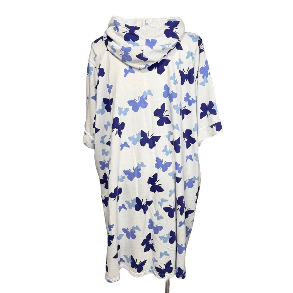 Dreams Co Womens Lightweight Robe Full Zip Hooded Half Sleeve Butterfly Print 5X - Picture 4 of 8